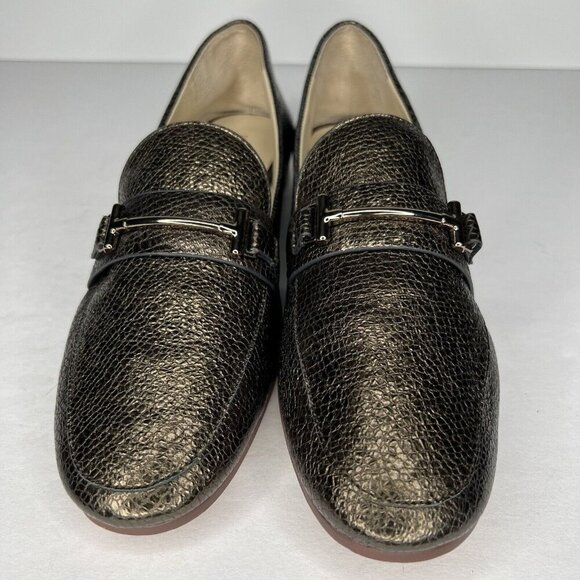 Enzo Angiolini Leather Loafer Slip-On Sparkling Gold-Look Shoes Womens Size 9.5 - Picture 3 of 9
